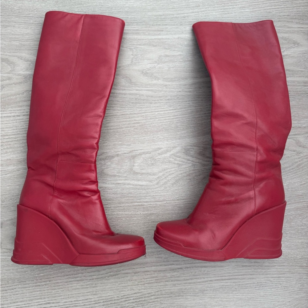 Rare vintage prada FW 2014 Red wedge Boots